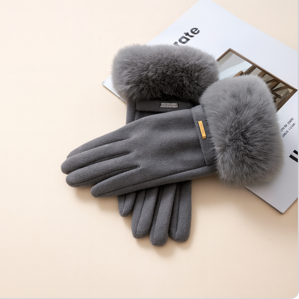Kashmirhandskar med fuskpäls